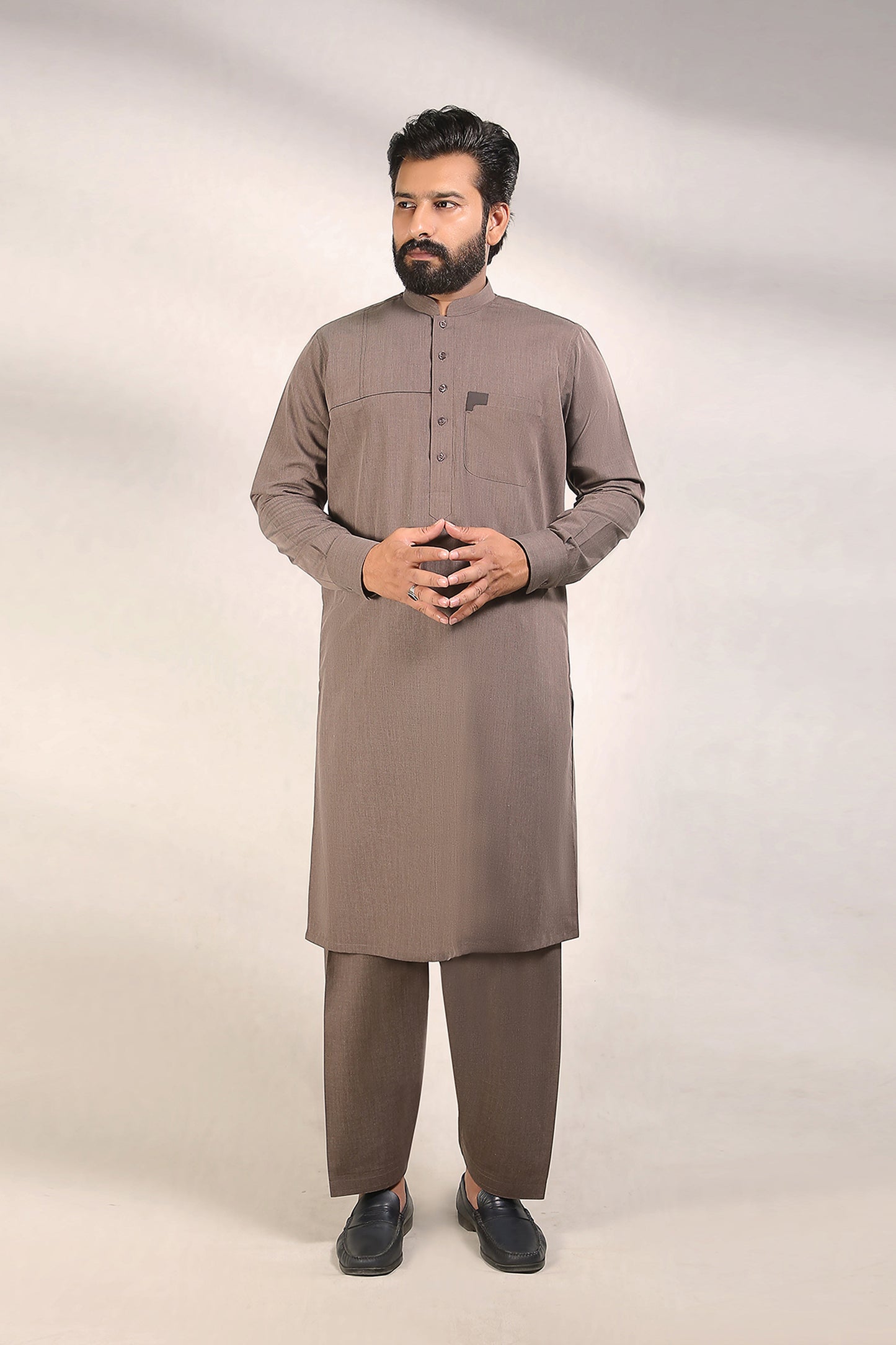 Almond frost brown Milan Yarn Wash & Wear Kameez Shalwar