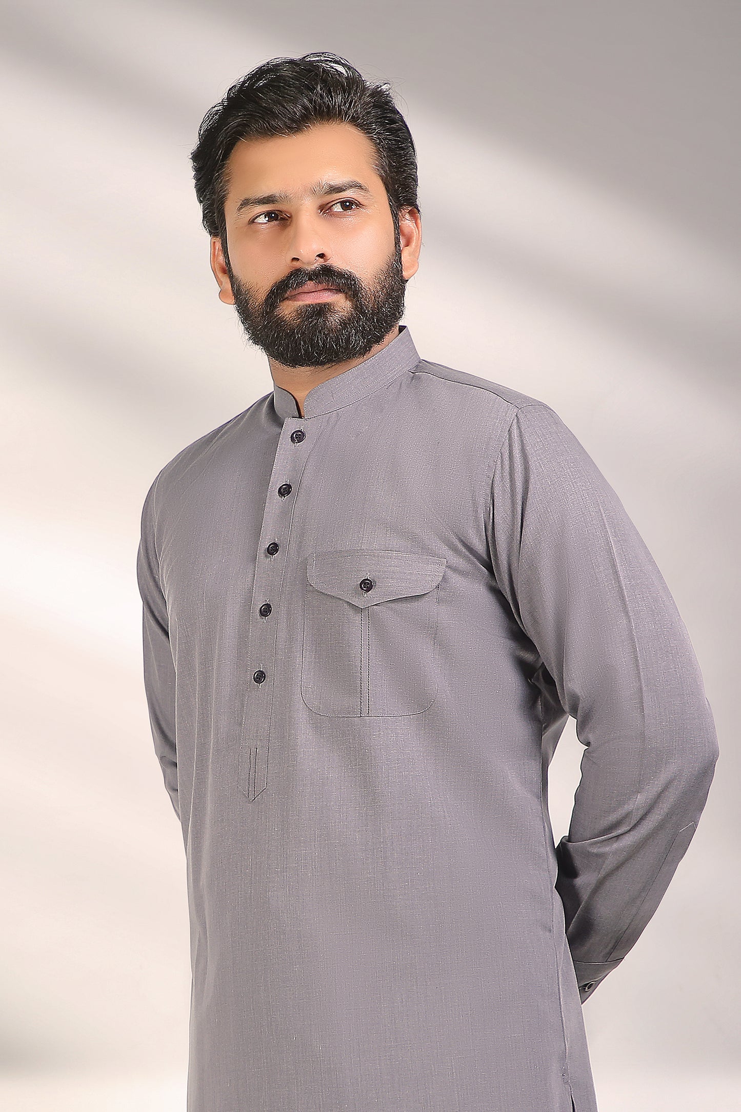 Light Grey Wash and Wear Kameez Shalwar