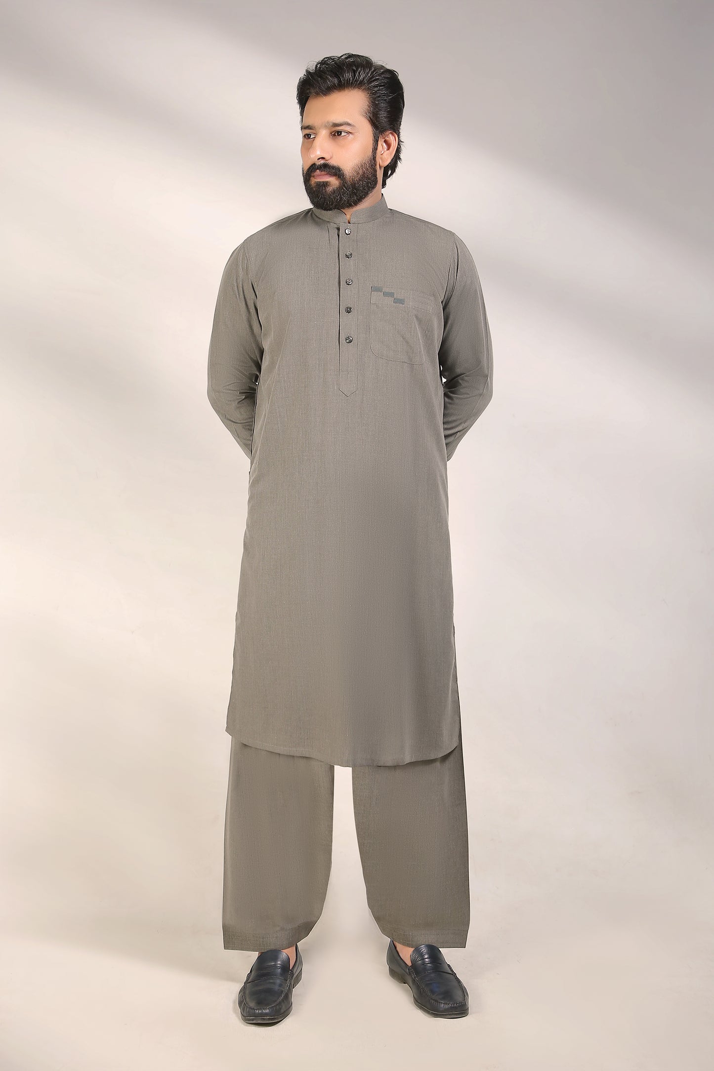 Olive Haze Milan Yarn Wash and Wear Kameez Shalwar